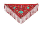 Red Flamenco Shawl Embroidered with Green Roses 90.909€ #50759M5RJVRD